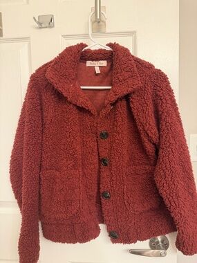 Harlow & Rose Women's Rust Teddy Sherpa Button Jacket